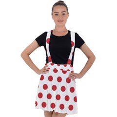 Polka-dots-white Red Velvet Suspender Skater Skirt by nateshop