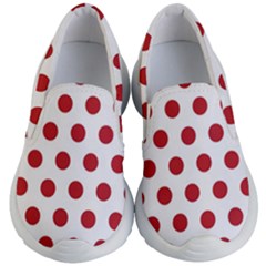 Polka-dots-white Red Kids Lightweight Slip Ons by nateshop