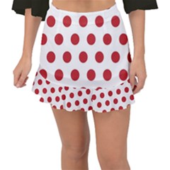 Polka-dots-white Red Fishtail Mini Chiffon Skirt by nateshop