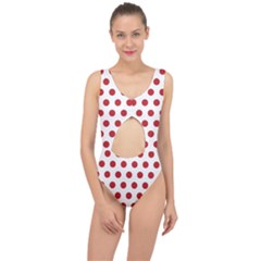 Polka-dots-white Red Center Cut Out Swimsuit by nateshop