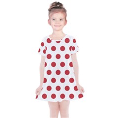 Polka-dots-white Red Kids  Simple Cotton Dress by nateshop