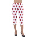 Polka-dots-white Red Lightweight Velour Capri Leggings  View1