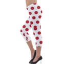 Polka-dots-white Red Lightweight Velour Capri Leggings  View3