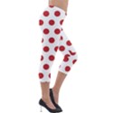 Polka-dots-white Red Lightweight Velour Capri Leggings  View4