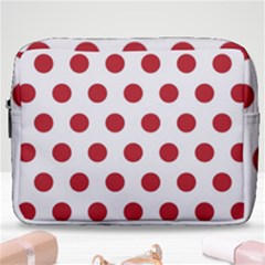 Polka-dots-white Red Make Up Pouch (large) by nateshop