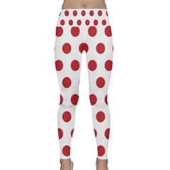 Polka-dots-white Red Lightweight Velour Classic Yoga Leggings by nateshop