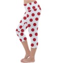 Polka-dots-white Red Lightweight Velour Capri Yoga Leggings View2