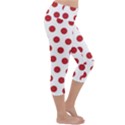 Polka-dots-white Red Lightweight Velour Capri Yoga Leggings View3