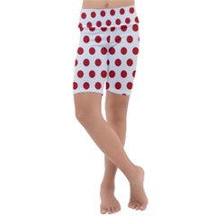 Polka-dots-white Red Kids  Lightweight Velour Cropped Yoga Leggings by nateshop