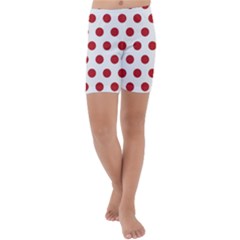 Polka-dots-white Red Kids  Lightweight Velour Capri Yoga Leggings by nateshop