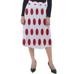 Polka-dots-white Red Classic Velour Midi Skirt  by nateshop