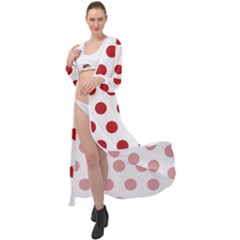 Polka-dots-white Red Maxi Chiffon Beach Wrap by nateshop