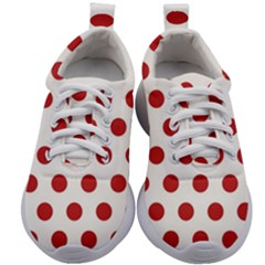 Polka-dots-white Red Kids Athletic Shoes by nateshop