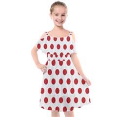 Polka-dots-white Red Kids  Cut Out Shoulders Chiffon Dress by nateshop