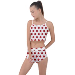 Polka-dots-white Red Summer Cropped Co-ord Set by nateshop