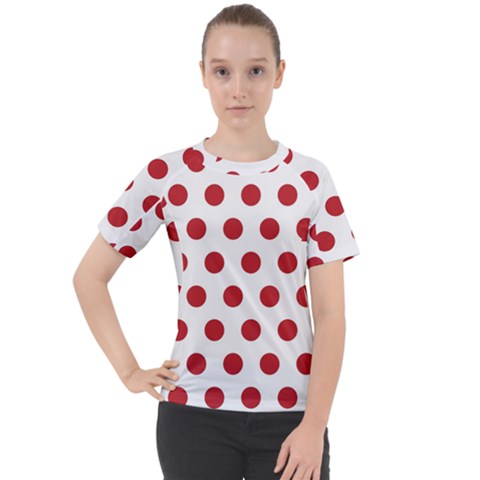 Polka-dots-white Red Women s Sport Raglan Tee by nateshop