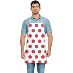 Polka-dots-white Red Kitchen Apron by nateshop