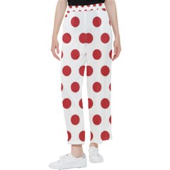 Polka-dots-white Red Women s Pants  by nateshop