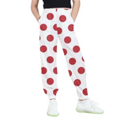 Polka-dots-white Red Kids  Elastic Waist Pants by nateshop