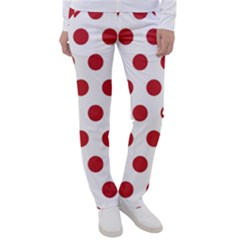 Polka-dots-white Red Women s Casual Pants by nateshop