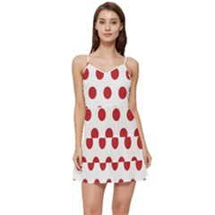 Polka-dots-white Red Short Frill Dress by nateshop