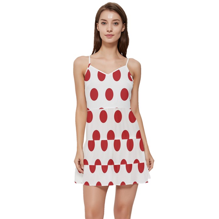 Polka-dots-white Red Short Frill Dress