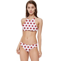 Polka-dots-white Red Banded Triangle Bikini Set