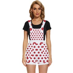 Polka-dots-white Red Short Overalls