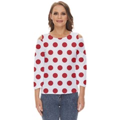 Polka-dots-white Red Cut Out Wide Sleeve Top