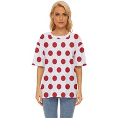 Polka-dots-white Red Oversized Basic Tee by nateshop