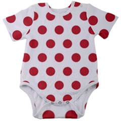 Polka-dots-white Red Baby Short Sleeve Onesie Bodysuit by nateshop