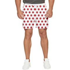 Polka-dots-white Red Men s Runner Shorts by nateshop