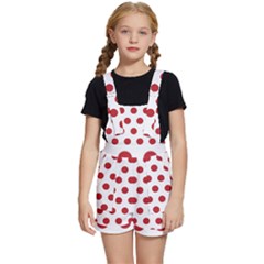 Polka-dots-white Red Kids  Short Overalls