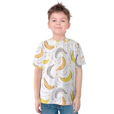 Seamless Stylish Pattern-with-fresh-yellow-bananas-background Kids  Cotton Tee by Wegoenart