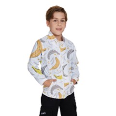 Seamless Stylish Pattern-with-fresh-yellow-bananas-background Kids  Windbreaker by Wegoenart