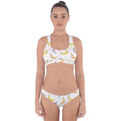 Seamless Stylish Pattern-with-fresh-yellow-bananas-background Cross Back Hipster Bikini Set by Wegoenart