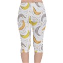 Seamless stylish pattern-with-fresh-yellow-bananas-background Velvet Capri Leggings  View2