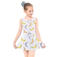 Seamless Stylish Pattern-with-fresh-yellow-bananas-background Kids  Skater Dress Swimsuit by Wegoenart