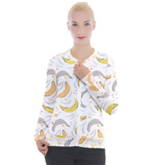 Seamless Stylish Pattern-with-fresh-yellow-bananas-background Casual Zip Up Jacket by Wegoenart