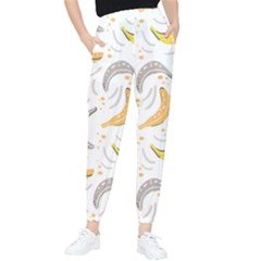 Seamless Stylish Pattern-with-fresh-yellow-bananas-background Tapered Pants by Wegoenart