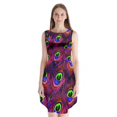 Peacock-feathers Sleeveless Chiffon Dress   by nateshop