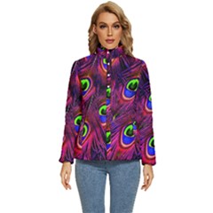 Peacock-feathers Women s Puffer Bubble Jacket Coat