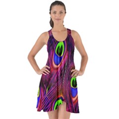 Peacock-feathers Show Some Back Chiffon Dress by nateshop