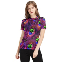 Peacock-feathers Women s Short Sleeve Rash Guard by nateshop