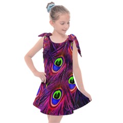 Peacock-feathers Kids  Tie Up Tunic Dress by nateshop