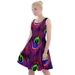 Peacock-feathers Knee Length Skater Dress by nateshop