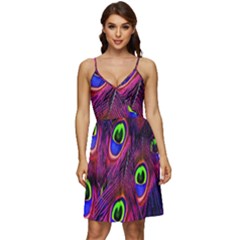 Peacock-feathers V-neck Pocket Summer Dress  by nateshop