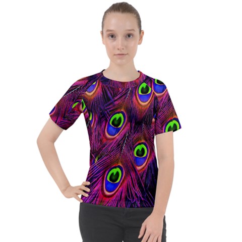 Peacock-feathers Women s Sport Raglan Tee by nateshop