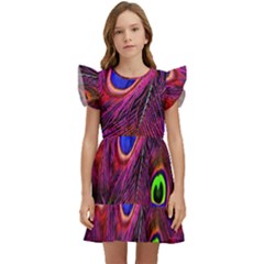 Peacock-feathers Kids  Winged Sleeve Dress