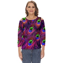 Peacock-feathers Cut Out Wide Sleeve Top